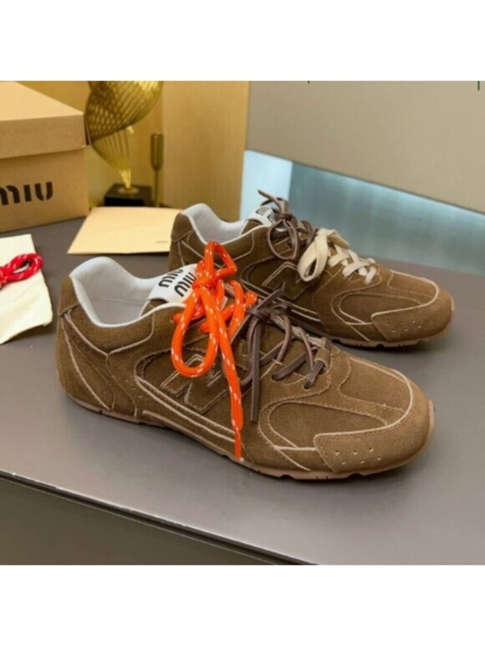 Authentic New Balance X Miu Miu 530 Suede Brown Sneakers